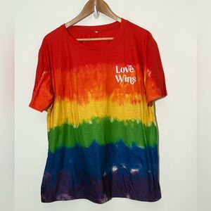 Urban Outfitters “Love Wins” Pride Tee Rainbow Tie-Dye size XL